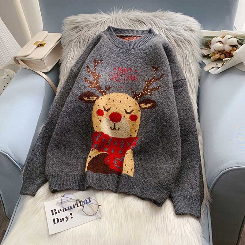 Winter Top Women's Padded Christmas Elk Sweater - Gorgeous Feather