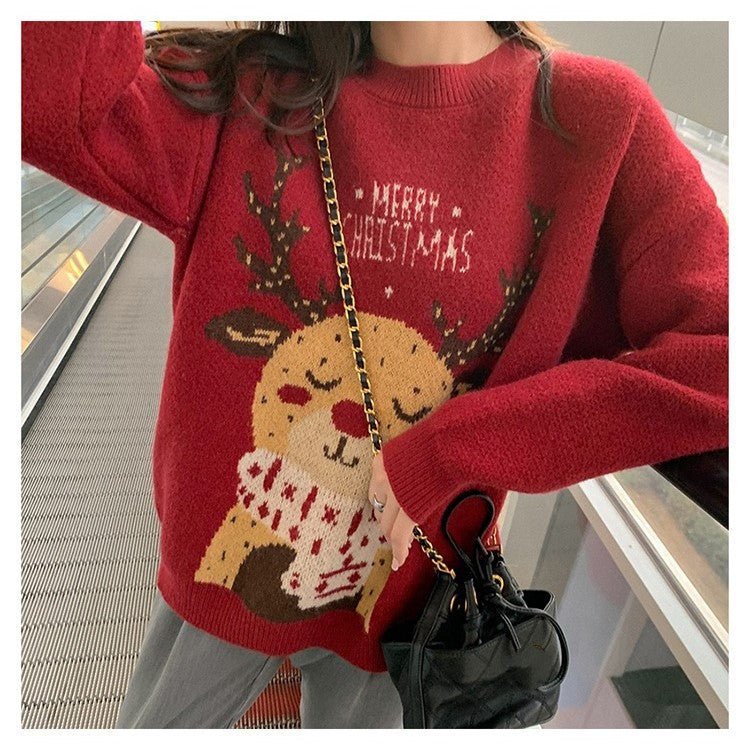 Winter Top Women's Padded Christmas Elk Sweater - Gorgeous Feather