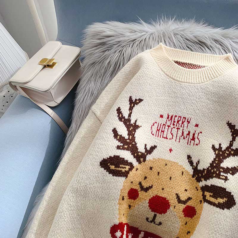 Winter Top Women's Padded Christmas Elk Sweater - Gorgeous Feather