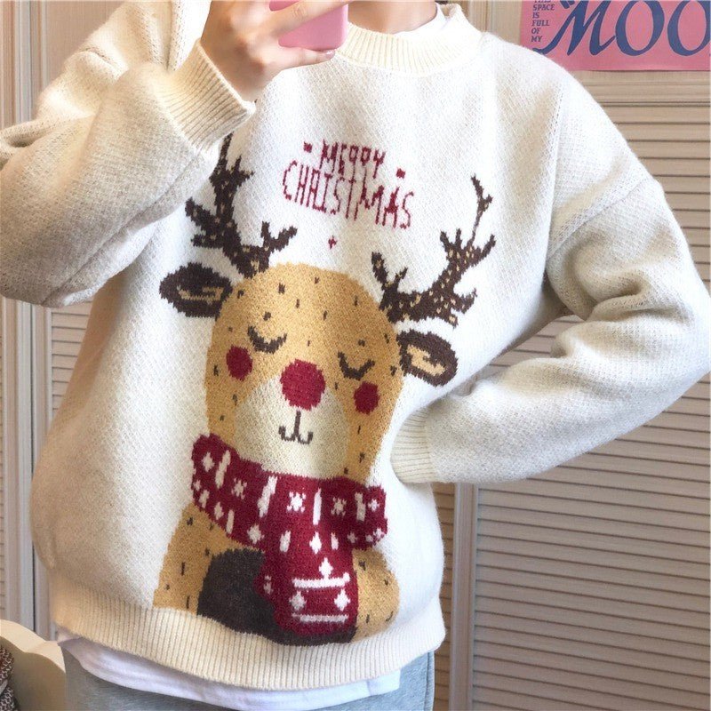 Winter Top Women's Padded Christmas Elk Sweater - Gorgeous Feather