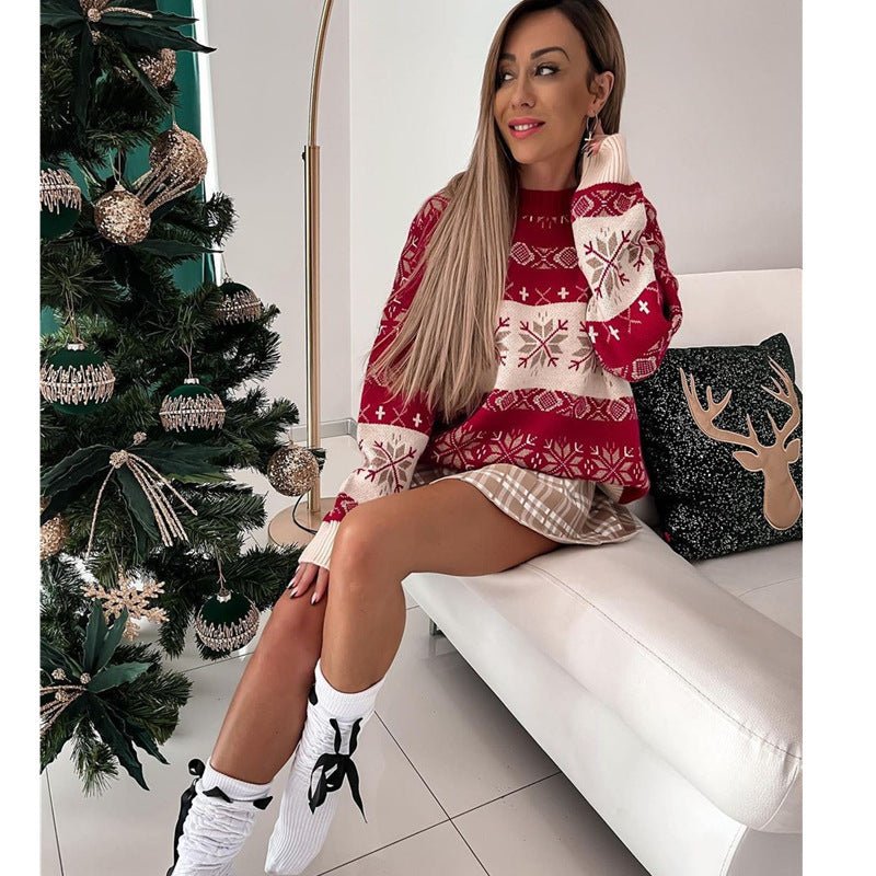 Winter Tops Loose Fit Snowflake Winter Sweater - Gorgeous Feather