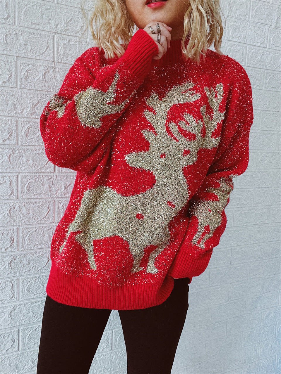 Winter Tops Snowflake Elk Funny Christmas Sweater - Gorgeous Feather