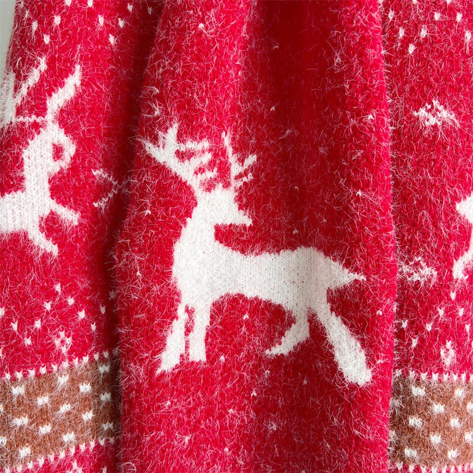 Winter Tops Snowflake Funny Christmas Sweater with Scarf - Gorgeous Feather