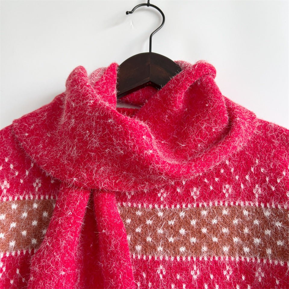 Winter Tops Snowflake Funny Christmas Sweater with Scarf - Gorgeous Feather