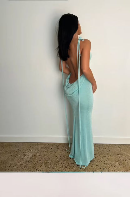 Gorgeous Feather Backless Maxi Bodycon Dress