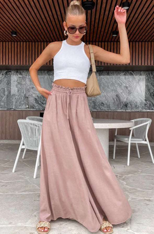 Wide Leg Pants | Casual Fashion - Pink