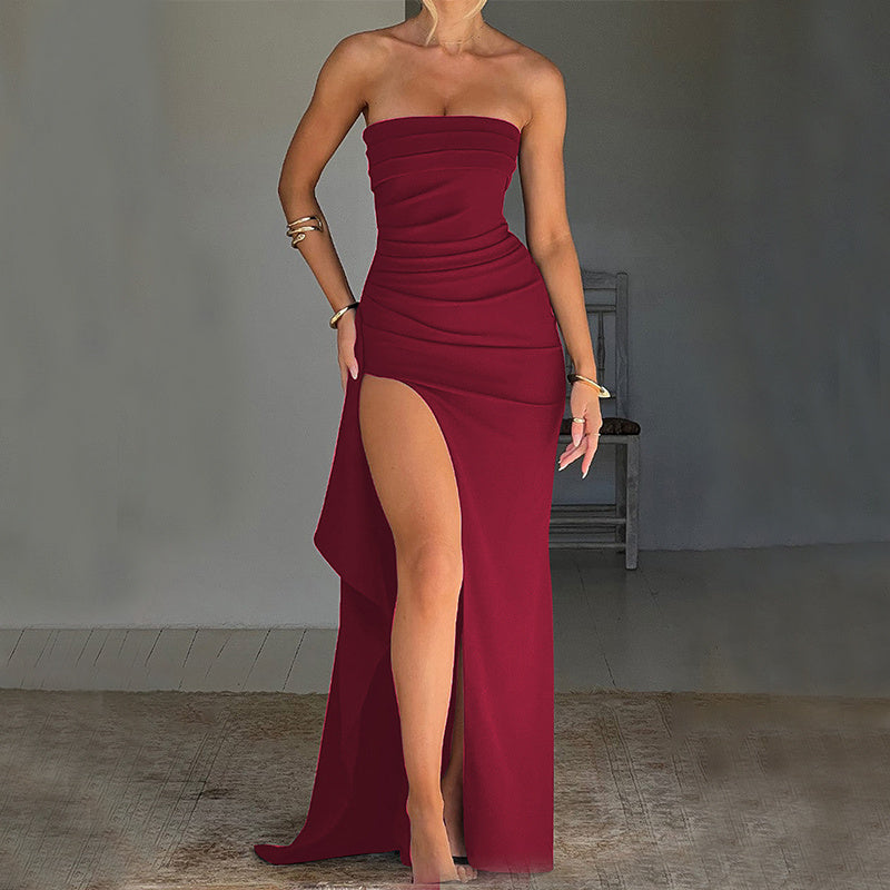 Strapless Mermaid Split Long Dress