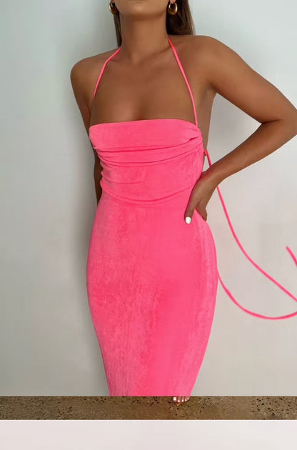 Gorgeous Feather Backless Maxi Bodycon Dress