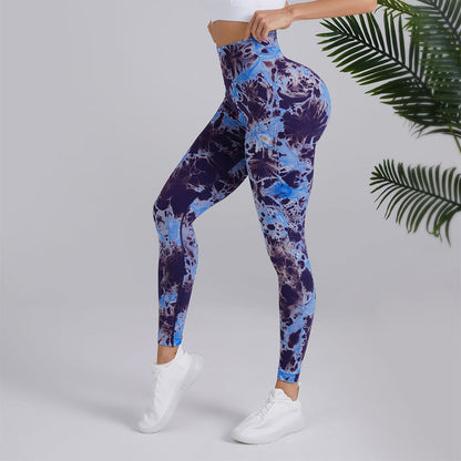 Seamless Leggings Yoga Pants Tie-dye Printed