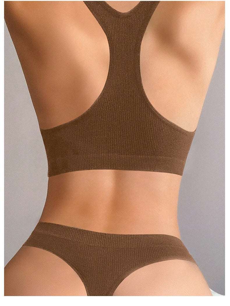 Activewear |  Push Up Bra & Panty Two pcs Brown - GORGEOUS FEATHER