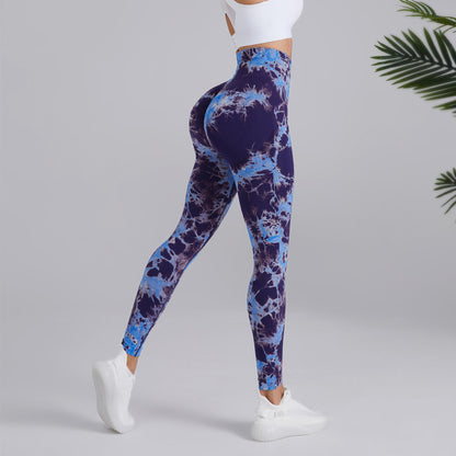 Seamless Leggings Yoga Pants Tie-dye Printed