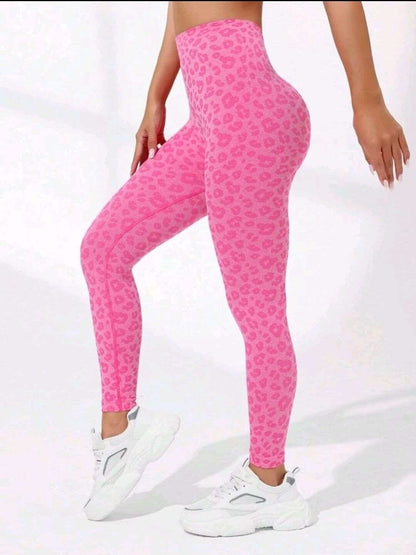 Seamless Double Hip Lifting High Elasticity Leopard Print Leggings