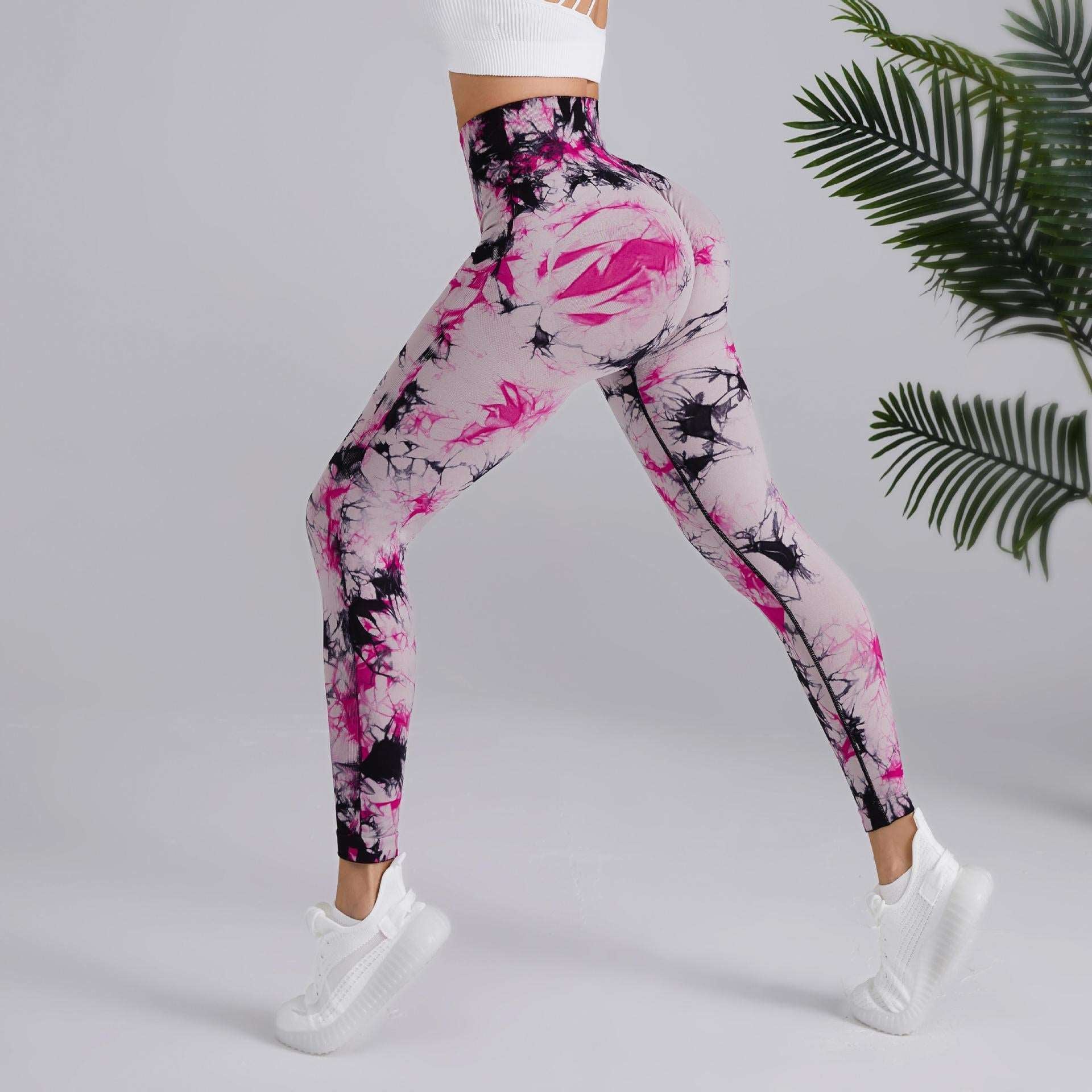 Seamless Leggings Yoga Pants Tie-dye Printed