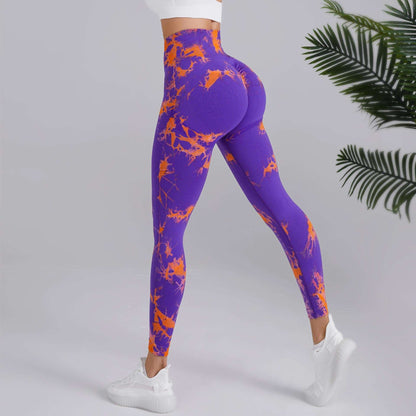 Seamless Leggings Yoga Pants Tie-dye Printed