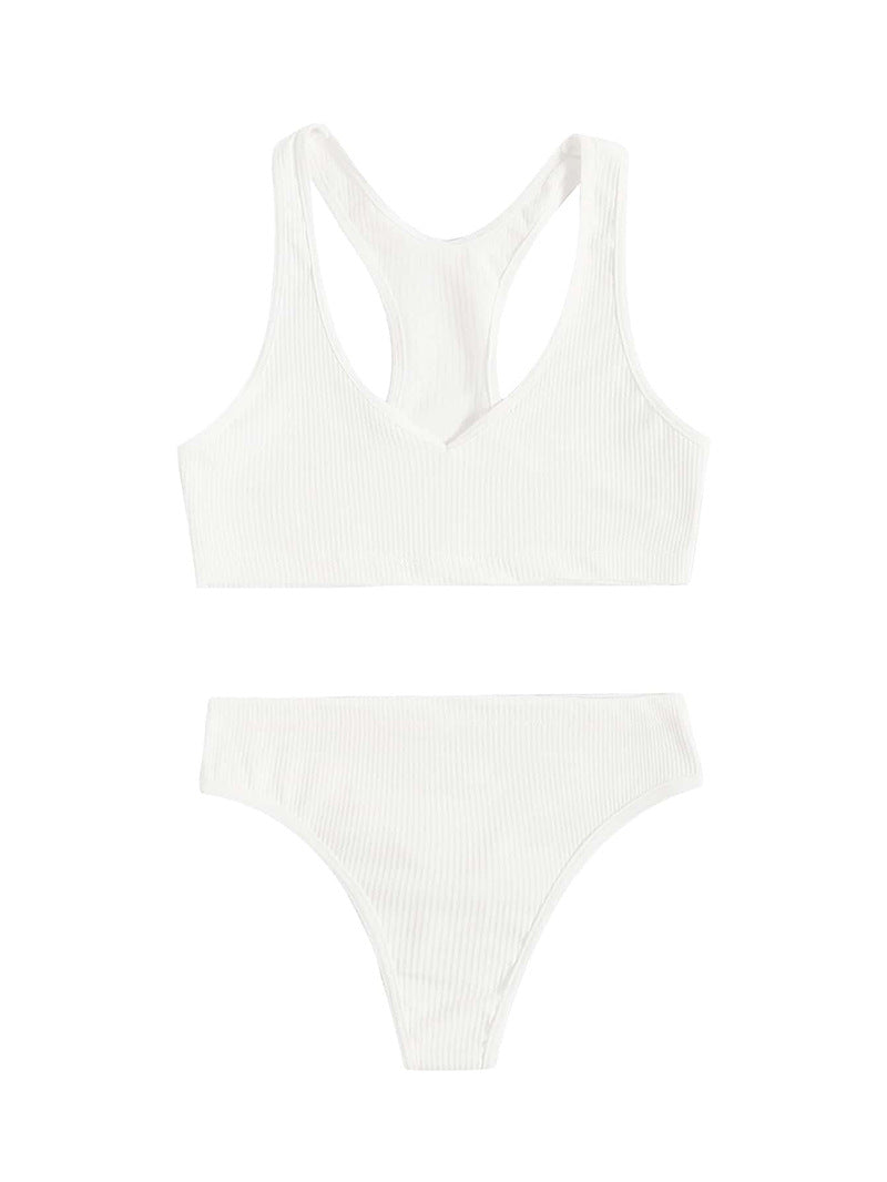 Activewear |  Push Up Bra & Panty Two pcs White - GORGEOUS FEATHER