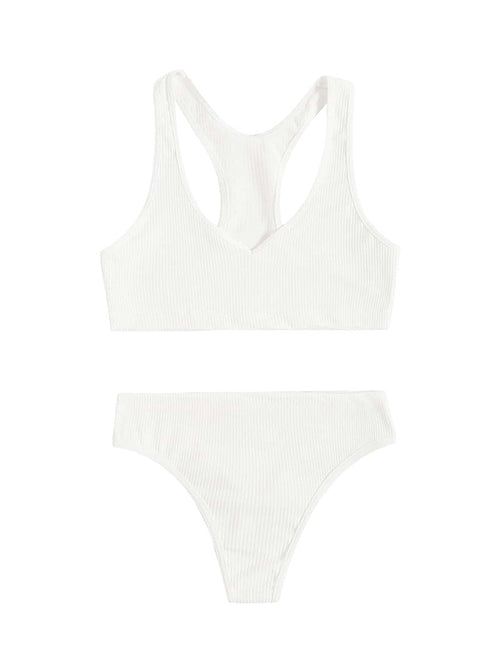 Vêtements de sport | Soutien-gorge push-up et culotte deux pièces blanc 