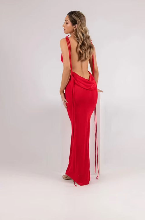 Maxi Dress | Backless Bodycon Dress Red