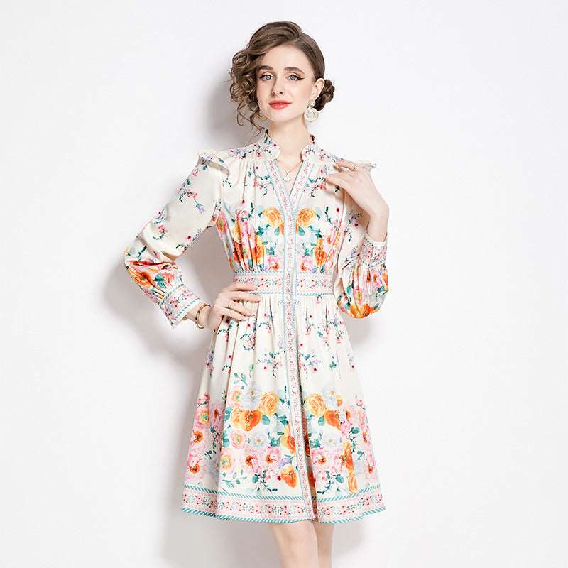 Midi Dress | Vintage Court Style Lantern Sleeve