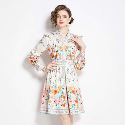 Midi Dress | Vintage Court Style Lantern Sleeve