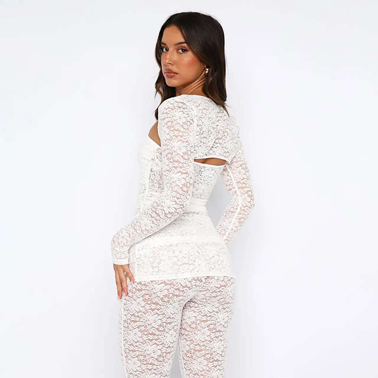 ashionist Lace Tube Top with Bootcut Pant Three-Piece