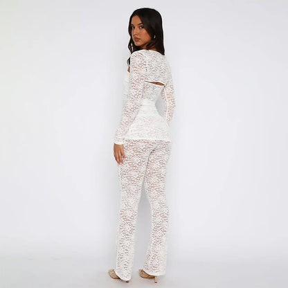 ashionist Lace Tube Top with Bootcut Pant Three-Piece