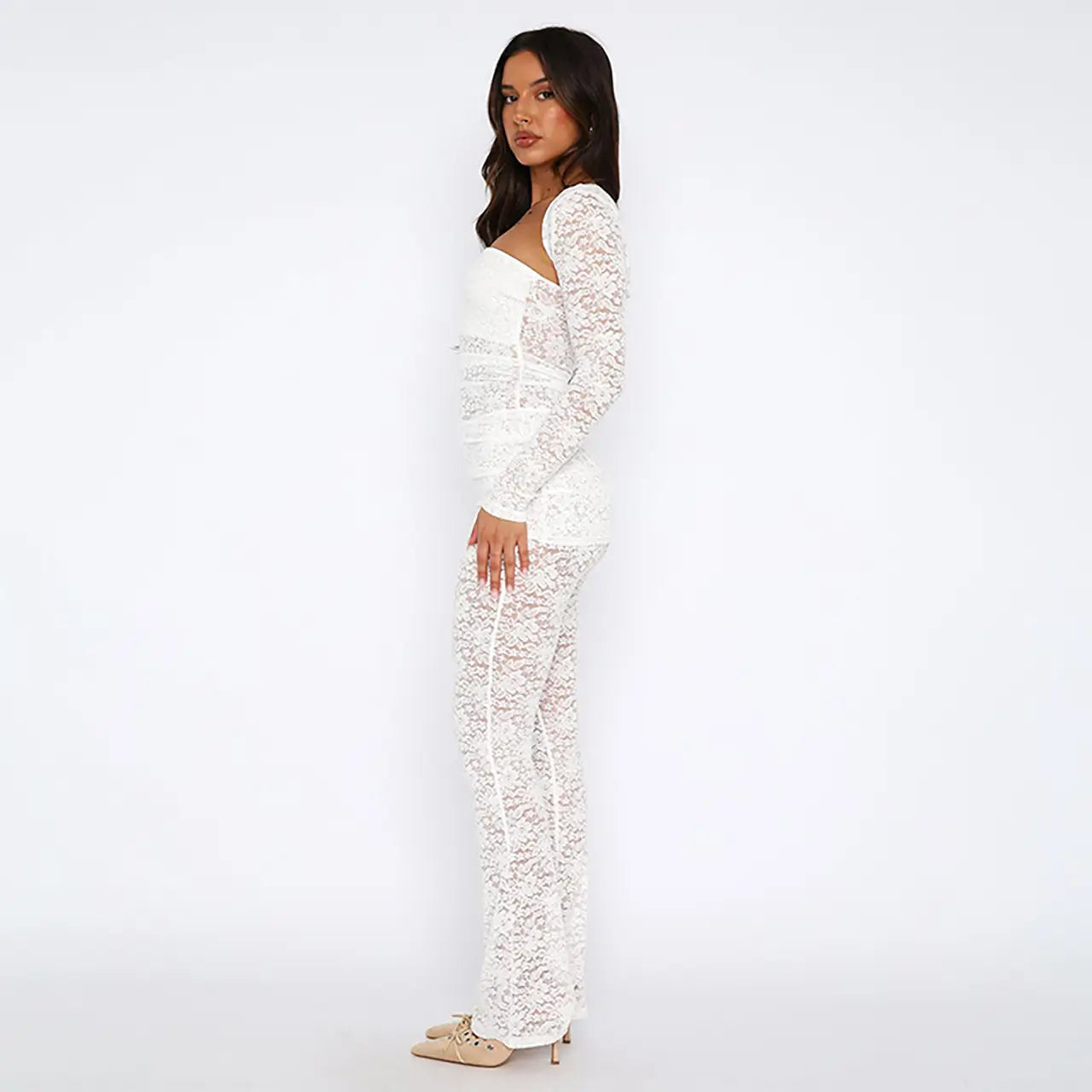 ashionist Lace Tube Top with Bootcut Pant Three-Piece