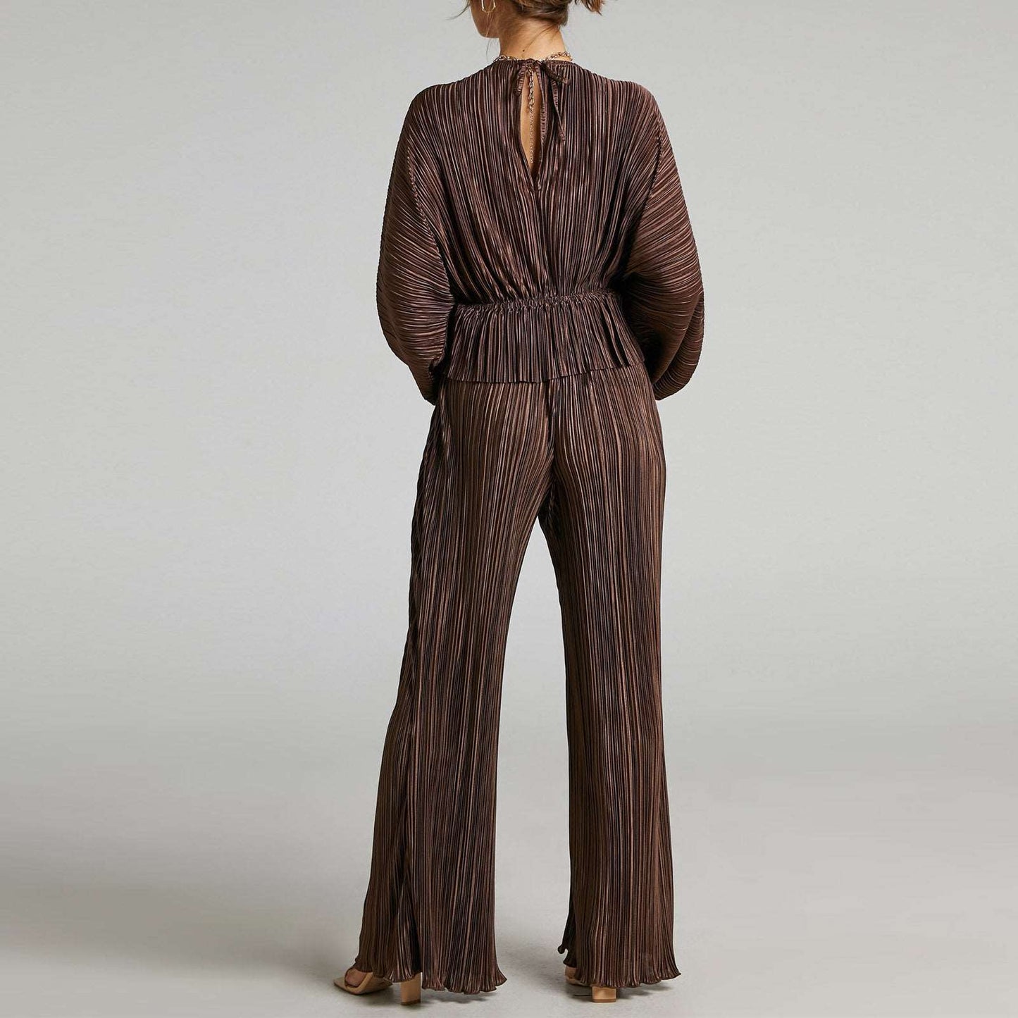 Wide Leg Pants | Deep V-neck Two-piece Suit - GORGEOUS FEATHER