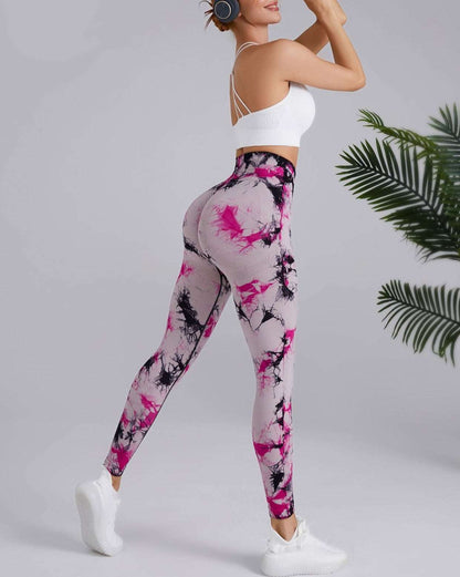 Seamless Leggings Yoga Pants Tie-dye Printed