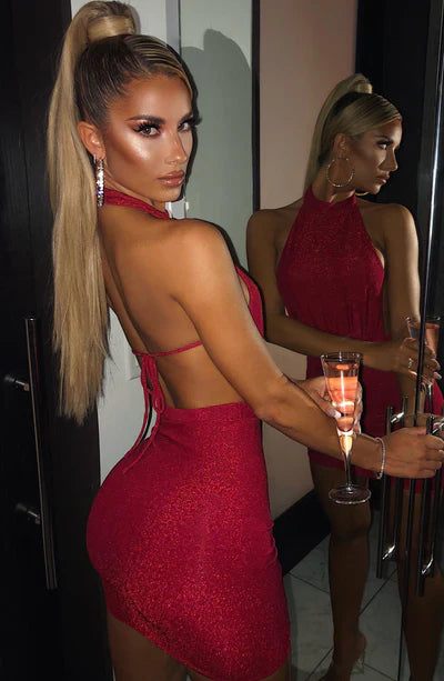 Sexy Bodycon Halter Red Dress