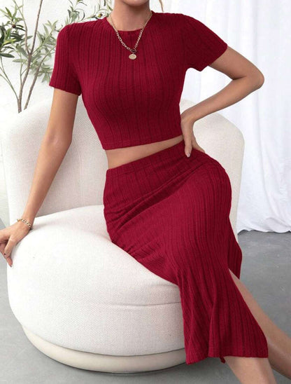 Midi Dress | High Waist Side Slim Fit Dress - GORGEOUS FEATHER