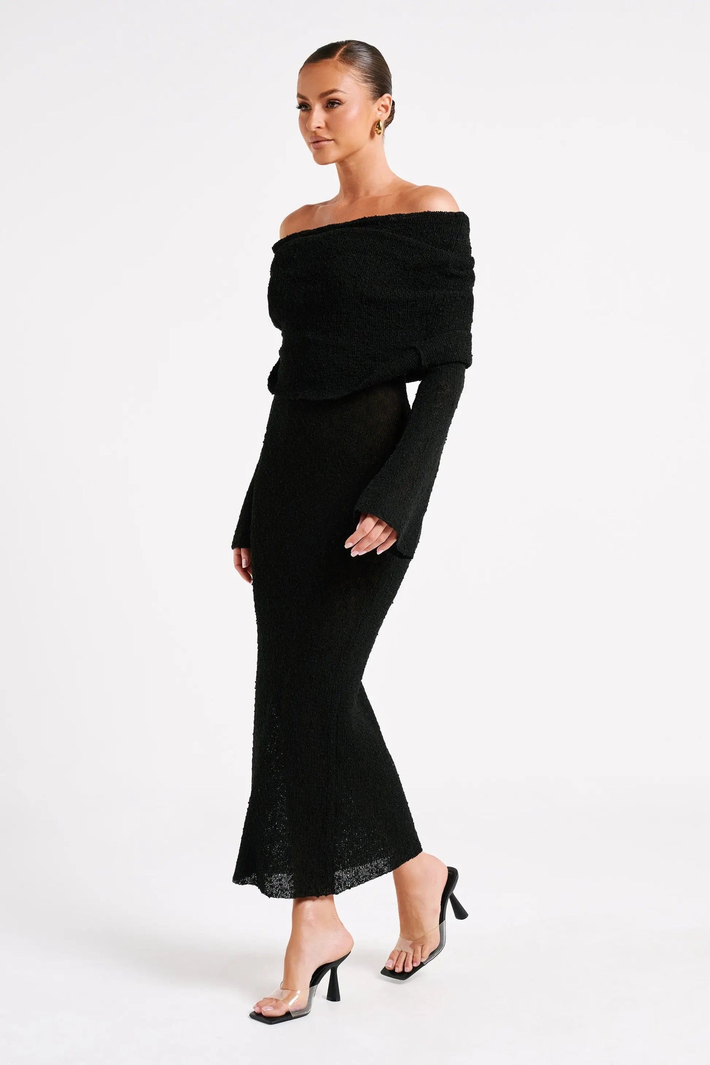Bodycon Dress Off - Shoulder Knitted Maxi Dress - Gorgeous Feather