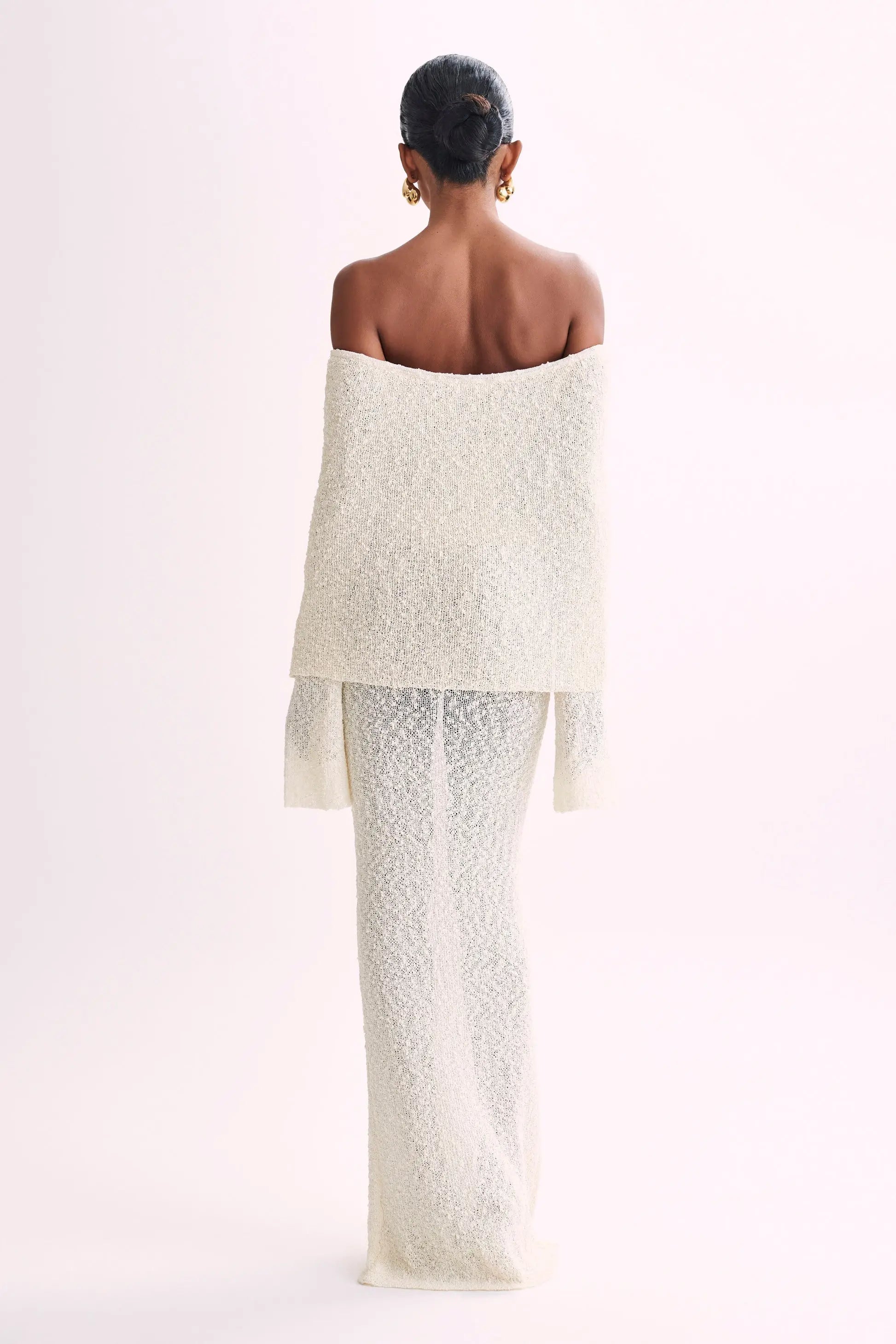Bodycon Dress Off - Shoulder Knitted Maxi Dress - Gorgeous Feather