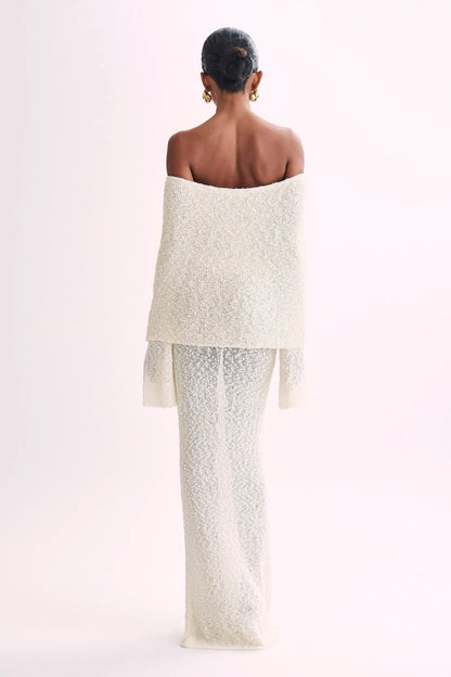 Bodycon Dress Off - Shoulder Knitted Maxi Dress - Gorgeous Feather
