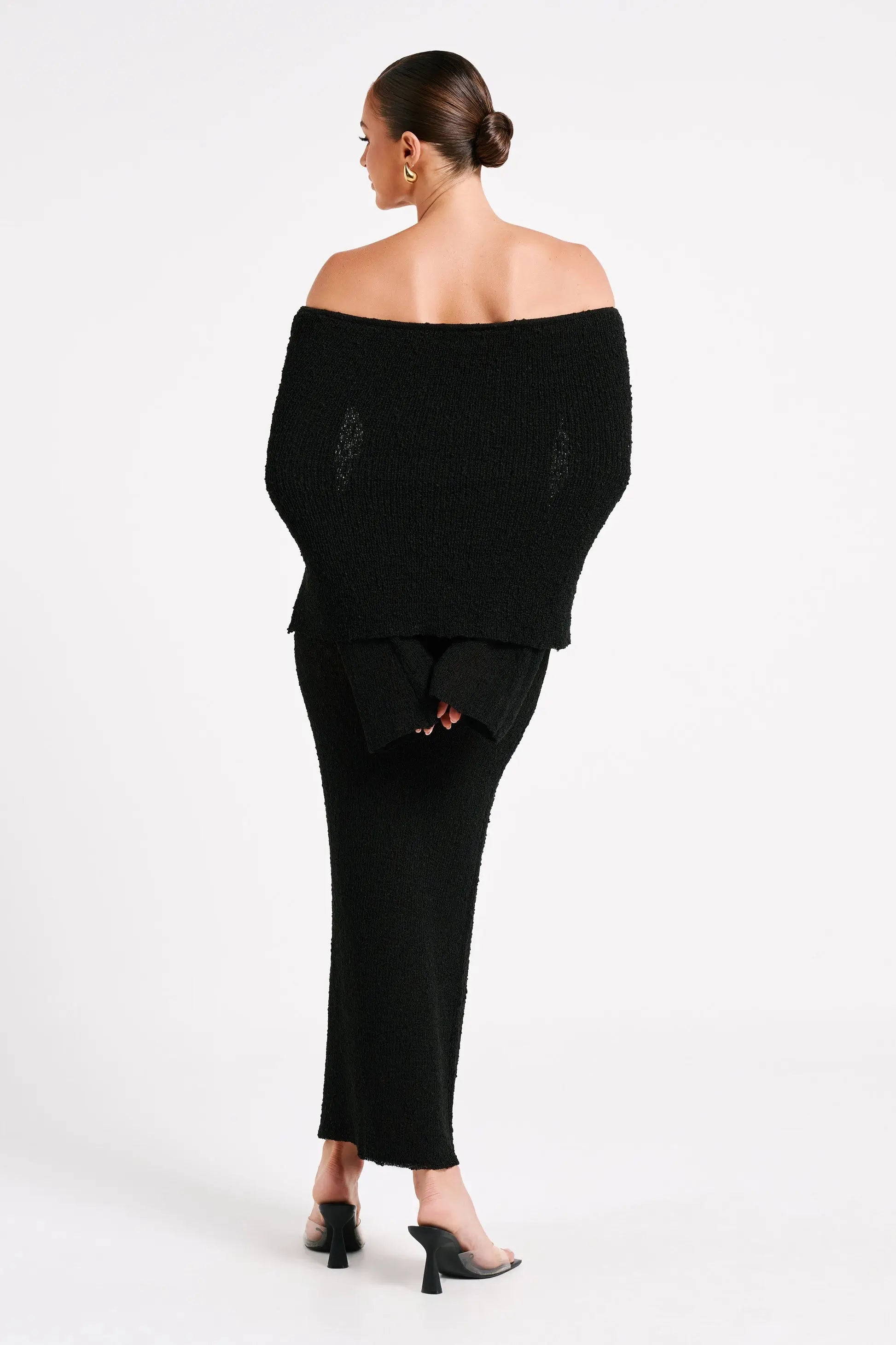 Bodycon Dress Off - Shoulder Knitted Maxi Dress - Gorgeous Feather
