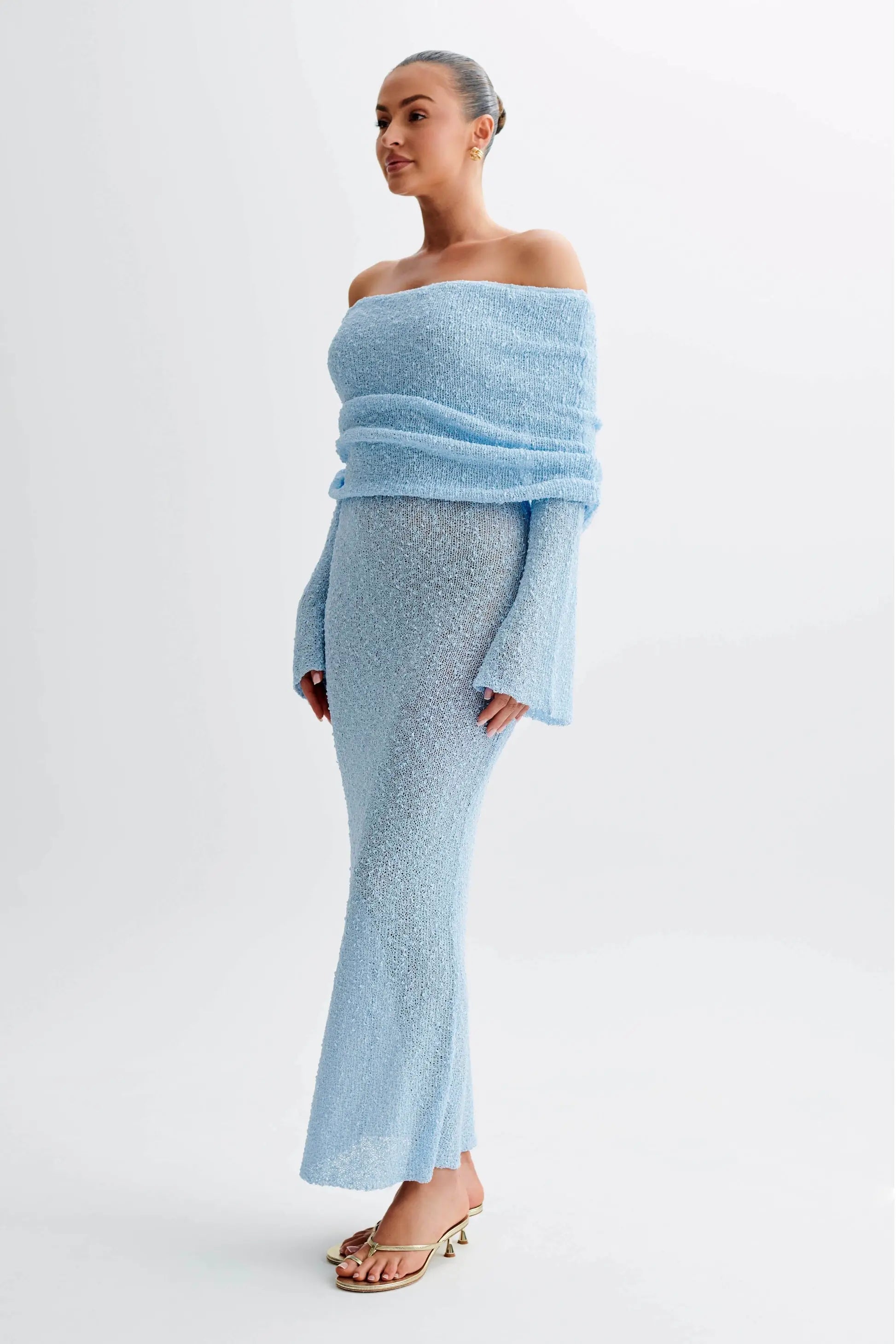Bodycon Dress Off - Shoulder Knitted Maxi Dress - Gorgeous Feather