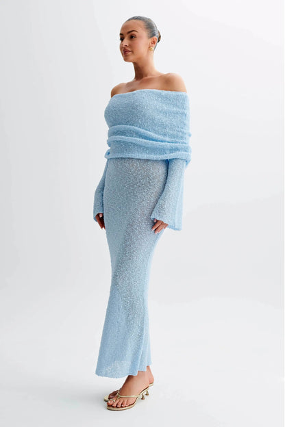 Bodycon Dress Off - Shoulder Knitted Maxi Dress - Gorgeous Feather