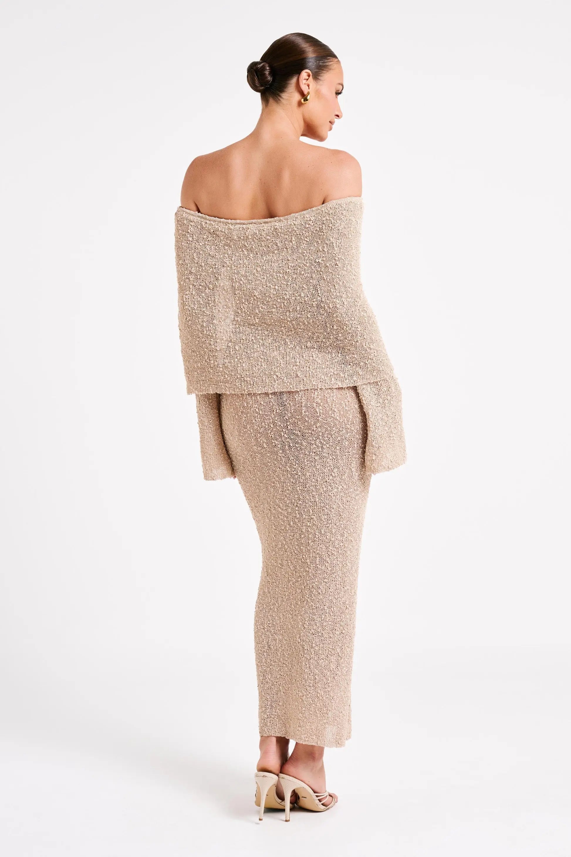 Bodycon Dress Off - Shoulder Knitted Maxi Dress - Gorgeous Feather