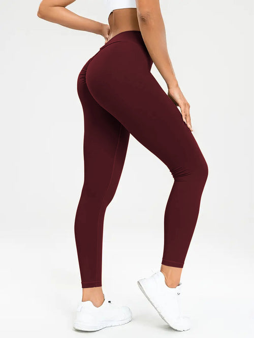 Leggings | Levantamiento de glúteos de cintura alta rojo vino 