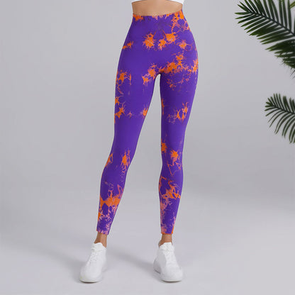 Seamless Leggings Yoga Pants Tie-dye Printed