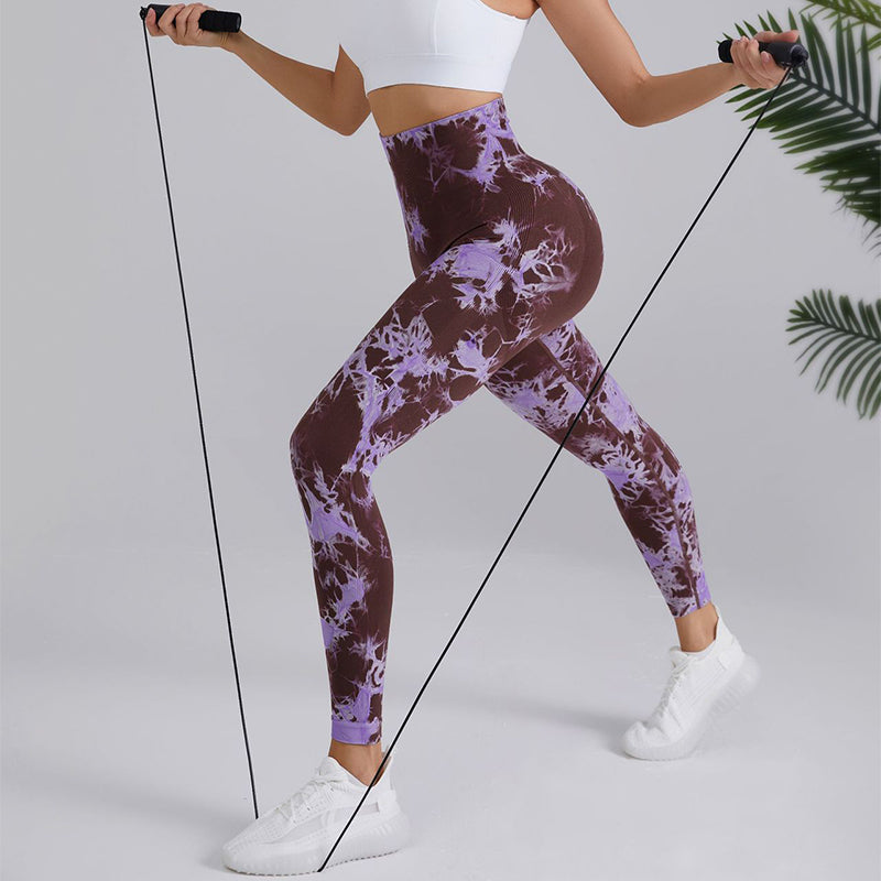 Seamless Leggings Yoga Pants Tie-dye Printed