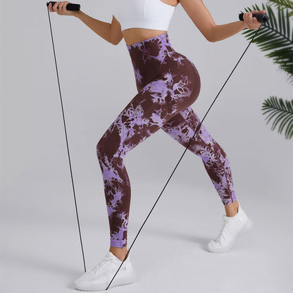 Seamless Leggings Yoga Pants Tie-dye Printed