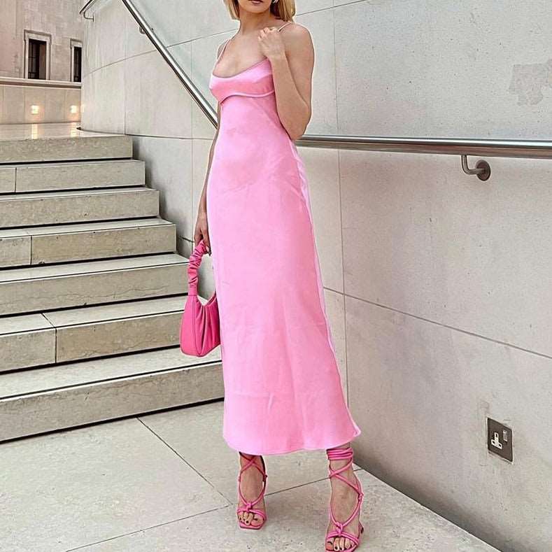 Maxi Dress | Elegant Satin Long Dress - Gorgeous Feather