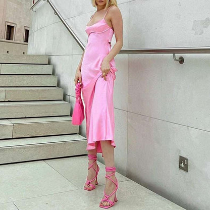 Maxi Dress | Elegant Satin Long Dress - Gorgeous Feather