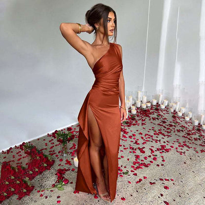 Maxi Dress | One - shoulder Backless Split - Gorgeous Feather