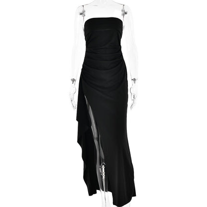 Maxi Dress | Strapless Split Mermaid Dress Black - Gorgeous Feather