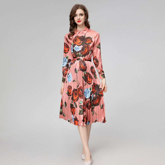Midi Dress | Pleated Skirt Fashion Suit - Gorgeous Feather