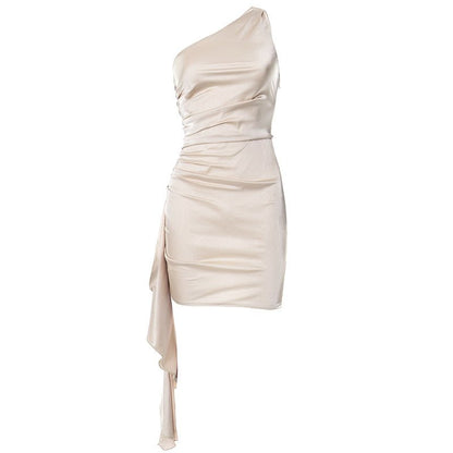 Mini Dress | One - shoulder Sleeveless - Gorgeous Feather