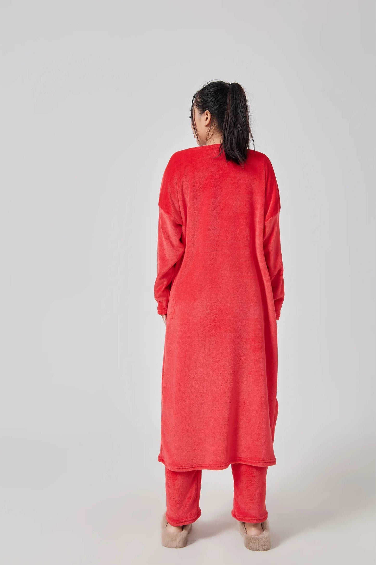 Pajama Set | Lounge Three Piece - Red - Gorgeous Feather