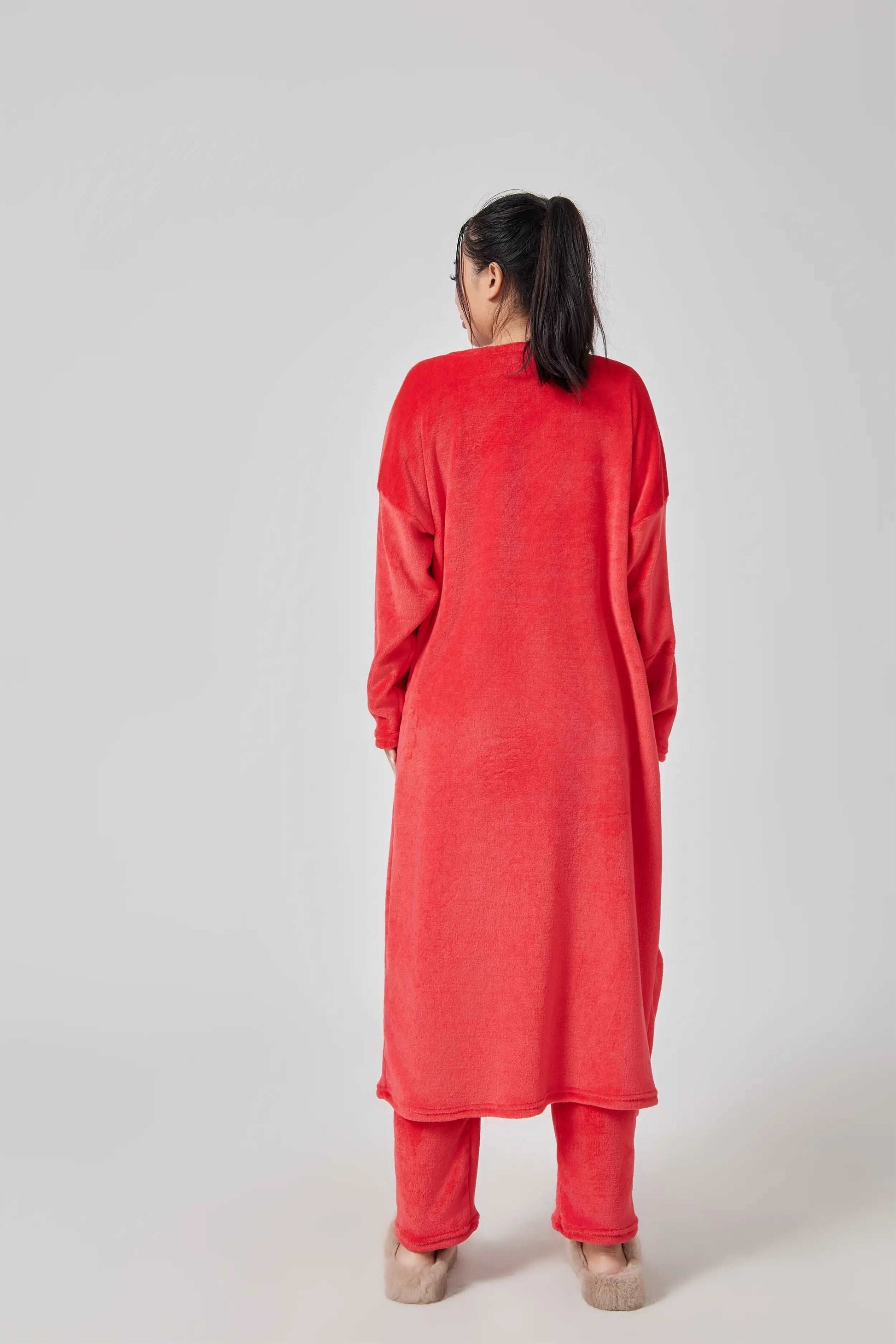 Pajama Set | Lounge Three Piece - Red - Gorgeous Feather