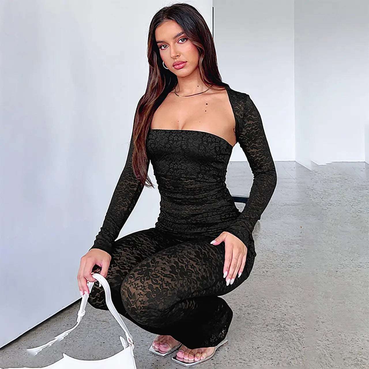 Party Dresses | Long Pant Three Piece Black Suit - Gorgeous Feather